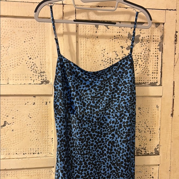 Blue Leopard Print Slip Dress - Picture 2 of 6
